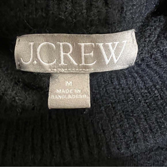 J.Crew Chunky Cropped Turtleneck Sweater Alpaca Merino Wool Blend Black Medium - Picture 5 of 7